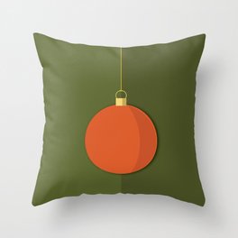 Christmas Globe - Illustration in Green and Orange Throw Pillow