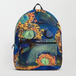 Robert's Abstract Gold & Blue Deep Sea Leopard Gem Tone Circles Backpack
