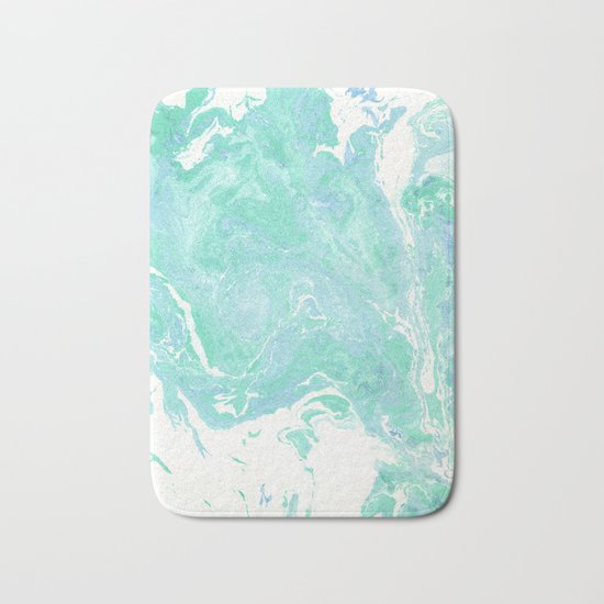 Marble texture background, white blue green marble pattern Bath Mat
