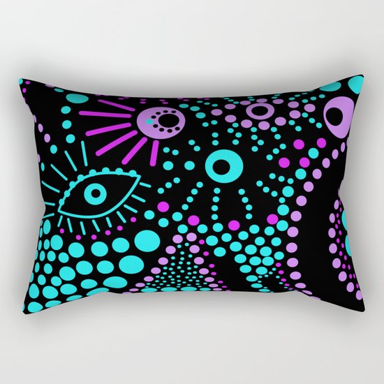 Abstract polka dot purple , black , turquoise . Rectangular Pillow