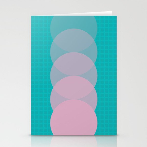 Grid retro color shapes 11 Stationery Cards