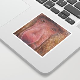 Proboscis Monkey (Nasalis larvatus) Sticker | Animal, Realism, Forest, Endangeredspecies, Wildlifeart, Expressionism, Proboscismonkey, Traditionalart, Painting, Primate 
