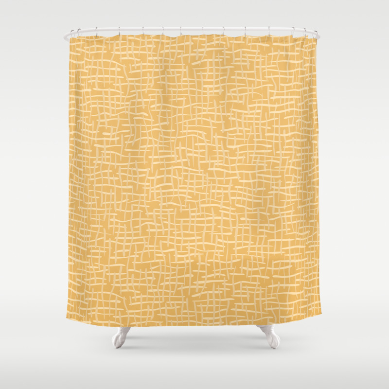Woven Burlap Texture Seamless Vector Pattern Yellow Shower Curtain