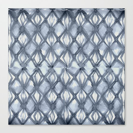 Braided Diamond Indigo Blue on Lunar Gray Canvas Print