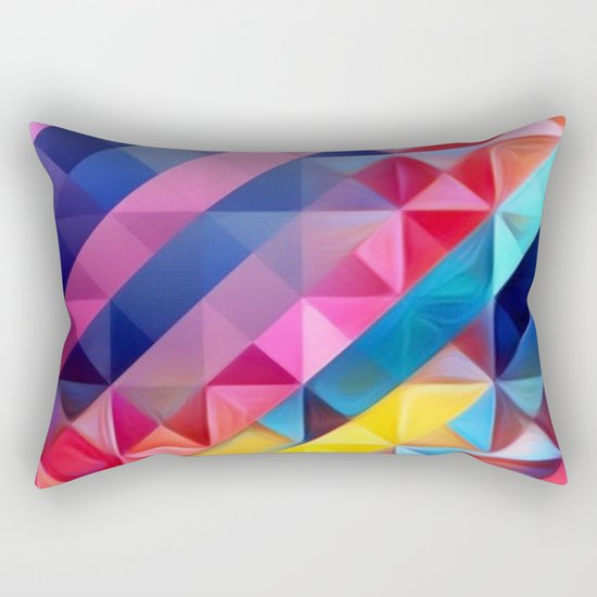 Geometric Abstract Rainbow Rectangular Pillow