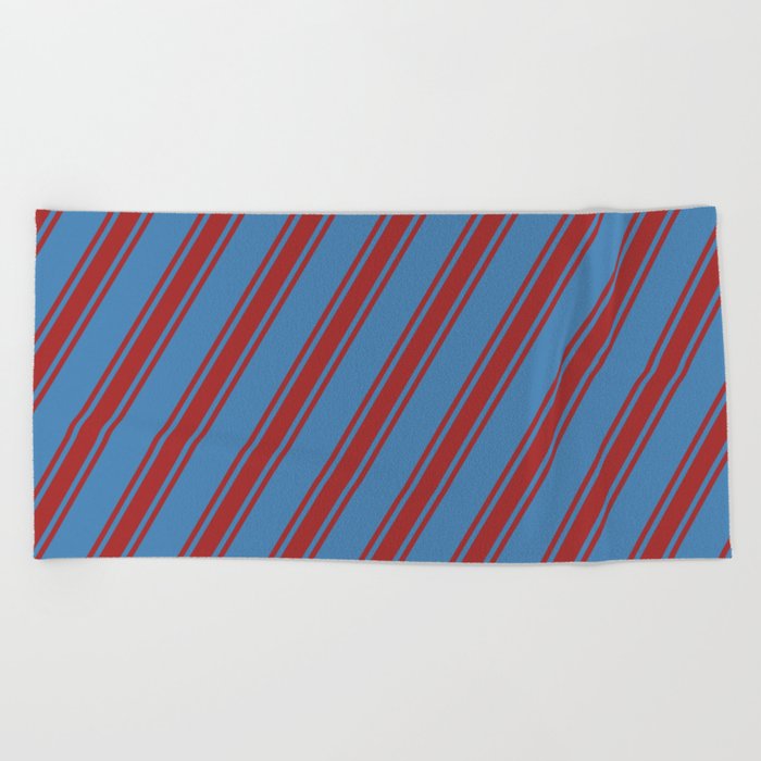 Blue & Brown Colored Striped Pattern Beach Towel