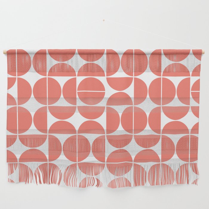 Mid Century Modern Geometric 04 Living Coral Wall Hanging