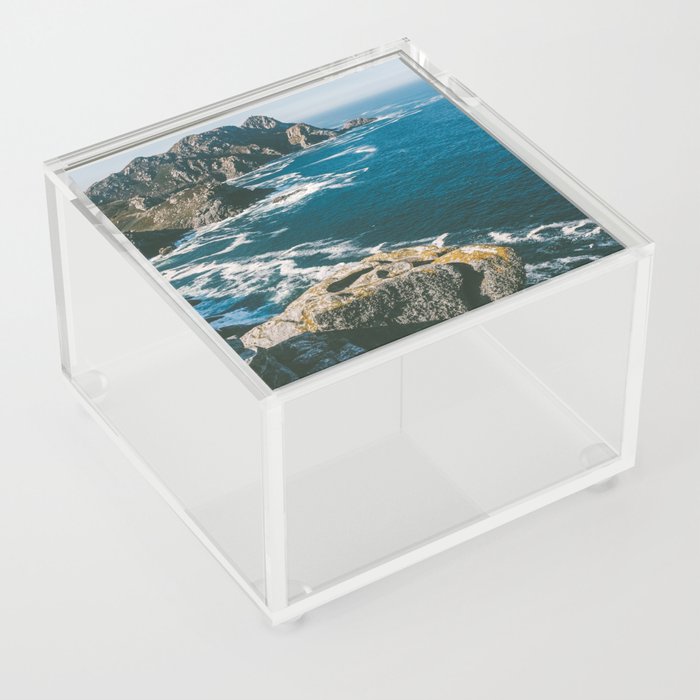 Spain Photography - Blue Ocean Waves By The Coast Acrylic Box