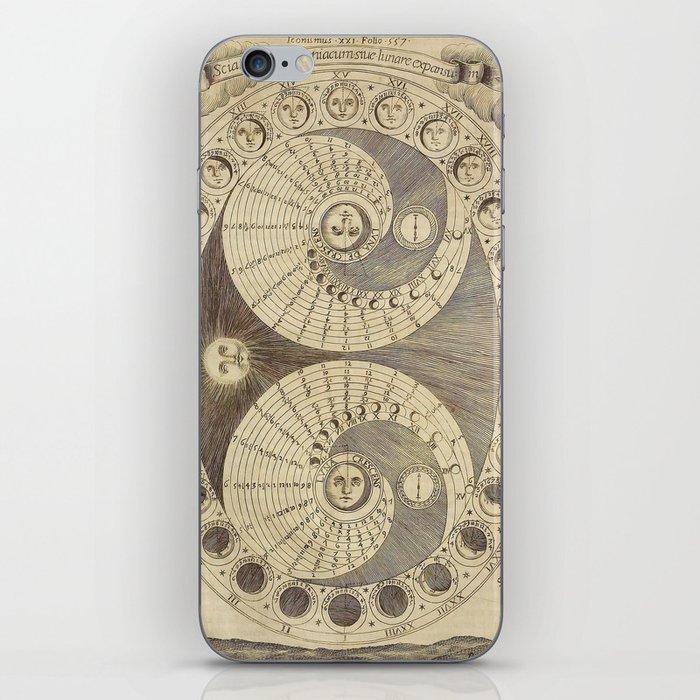 Moon Phase Chart Vintage Lunar Cycles Astronomy Chart iPhone Skin