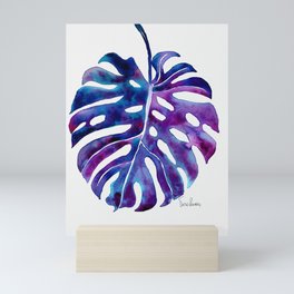 Monstera Leaf Blue Mini Art Print