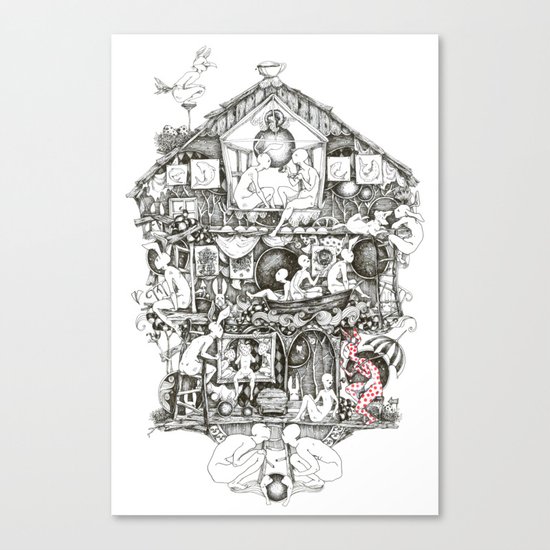 Follow the red rabbit Canvas Print