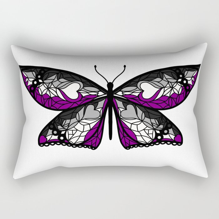 Fly With Pride: Asexual Flag Butterfly Rectangular Pillow