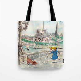 Madeline true watercolor Paris Notre Dame Tote Bag