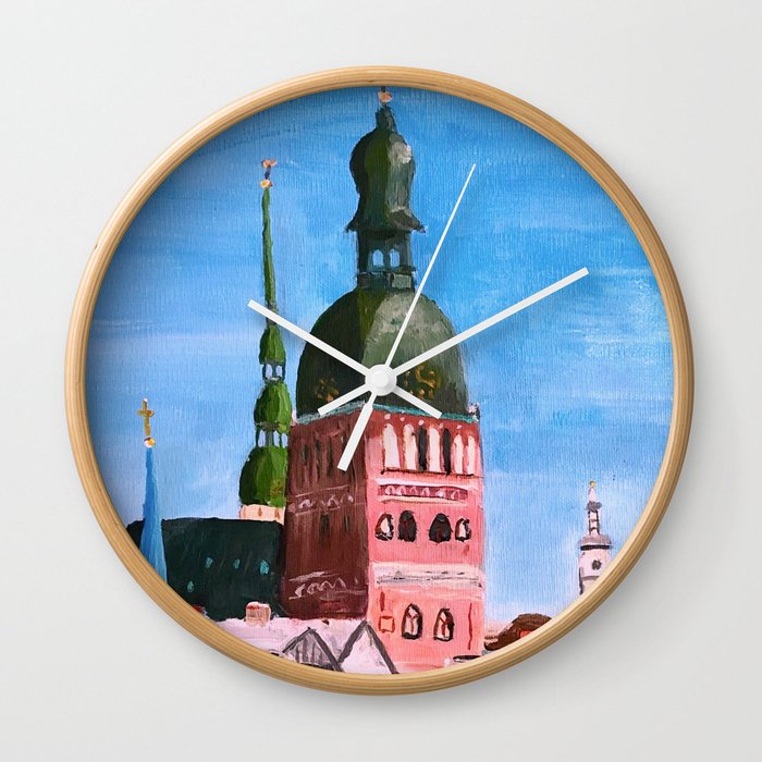 Vertical: Chimneys and Churches of Riga Wall Clock
