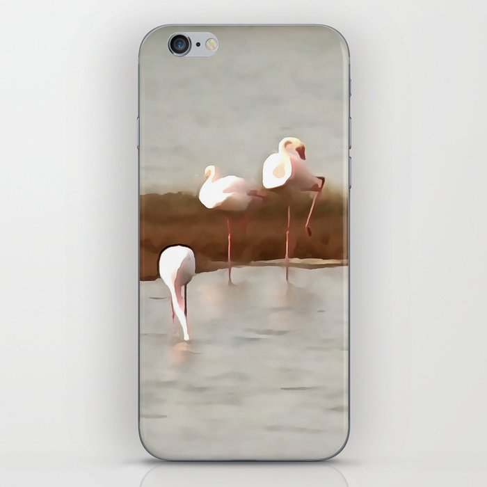 Seven Flamingos Feeding Abstract Acrylic Art iPhone Skin