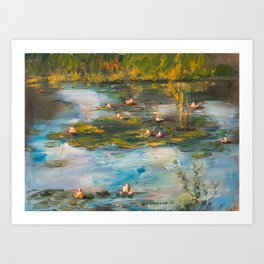 Water lily and pond in the afternoon Art Print