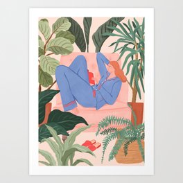 Reading with The Plants Art Print