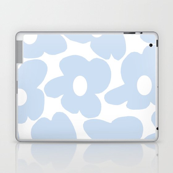 Large Baby Blue Retro Flowers White Background #decor #society6 #buyart Laptop & iPad Skin