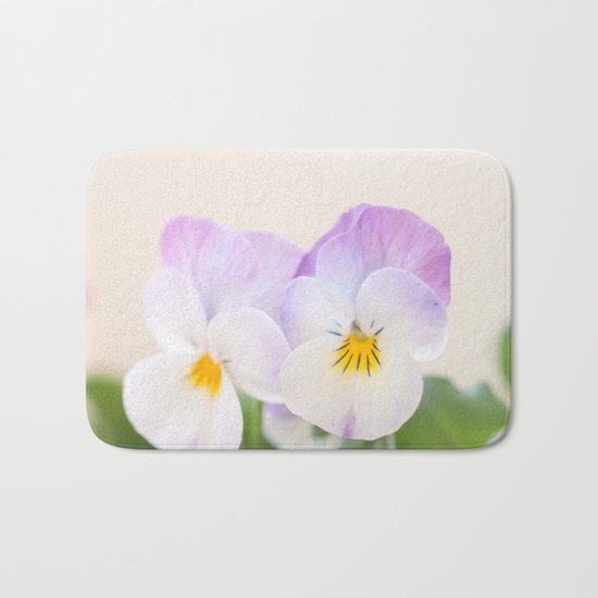 Spring Love #1 - Soft violet-white Pansies #decor #art #society6 Bath Mat