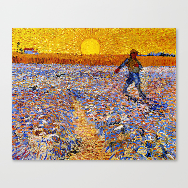 Vincent Van Gogh The Sower With Setting Sun Canvas Print By