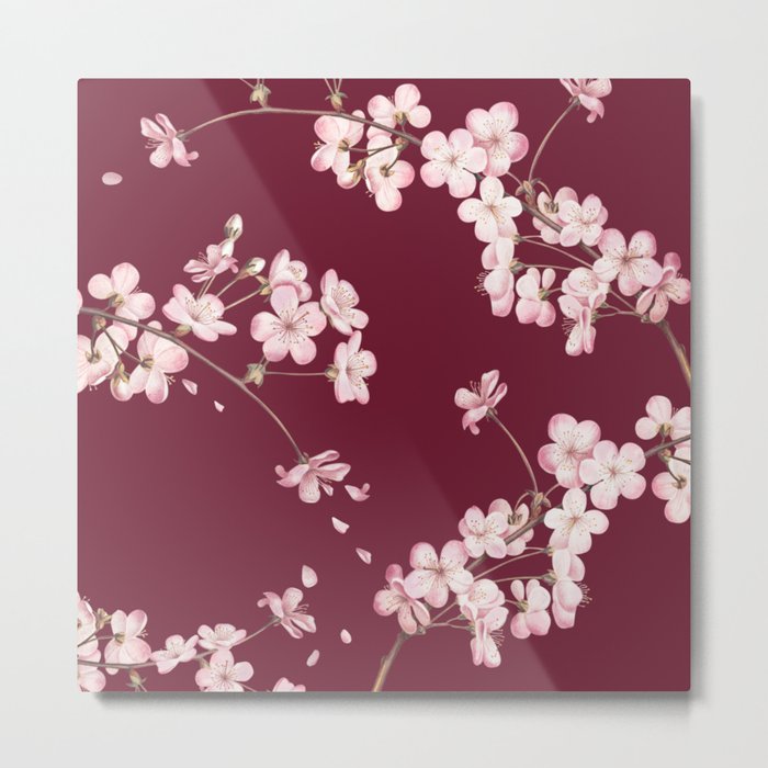 Cherry Flower Blossoms - Floral Home Design Metal Print