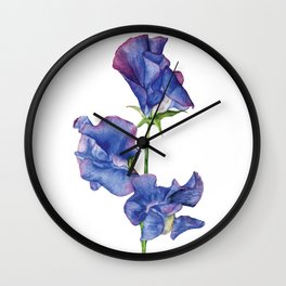 Watercolor Painting_Sweet Pea Flower Wall Clock