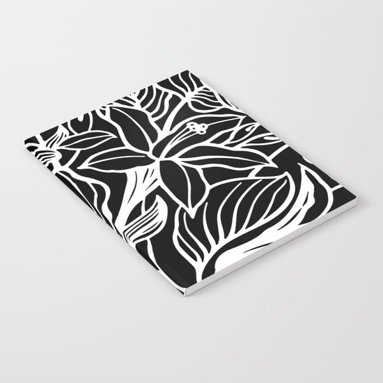 Black White Floral Notebook