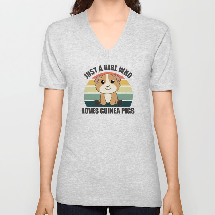 Just A Girl who Loves Guinea Pigs - Sweet Guinea V Neck T Shirt