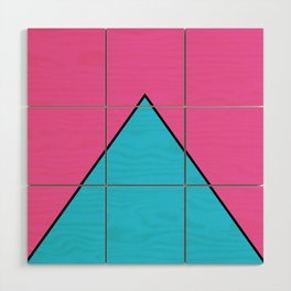 Blue Pyramid Triangle on Pink Background Wood Wall Art