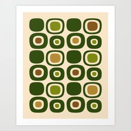 Mid Century Modern Modern Organic Shapes Pattern 321 Green Art Print