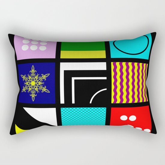 Eclectic 1 - Random collage of 9 bold colourful patterns in an abstract style Rectangular Pillow