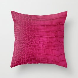 Croco leather effect - cherry Throw Pillow