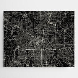 USA Akron - City Map - Black and White Jigsaw Puzzle