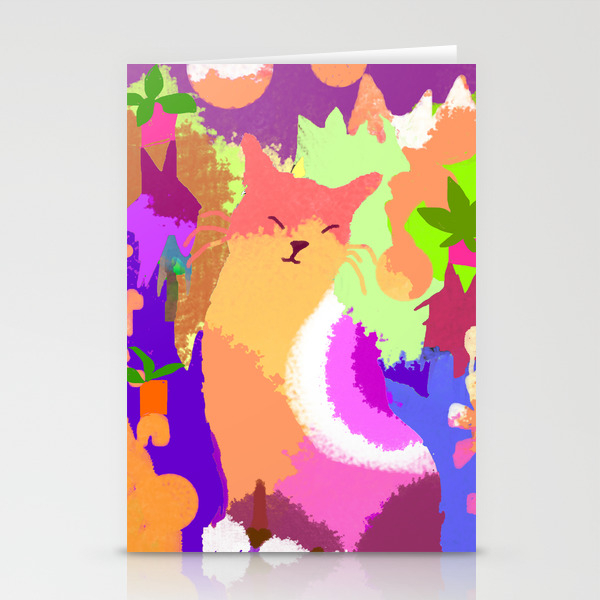 Cat With Abstract Background Stationery Cards By Hollymcgee Society6