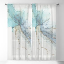 Abstract Jellyfish Alcohol Ink Painting Sheer Curtain