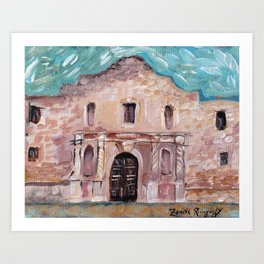 Alamo San Antonio Texas light blue Art Print