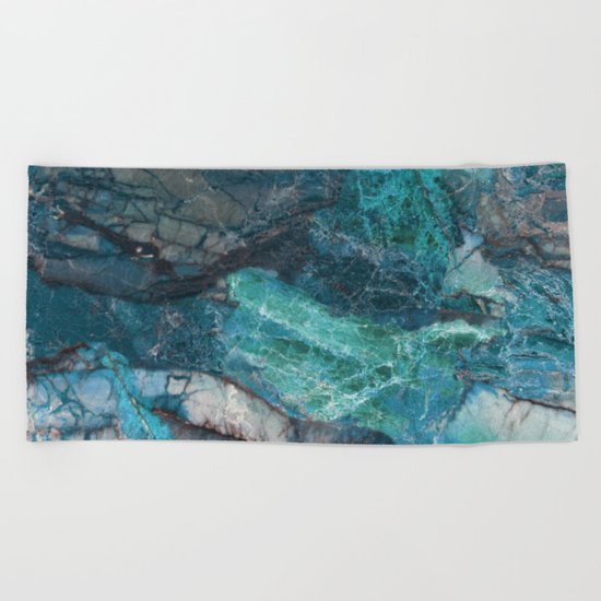 Cerulean Blue Marble Beach Towel