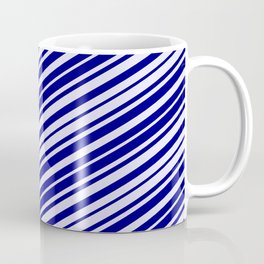 [ Thumbnail: Blue and Lavender Colored Lines/Stripes Pattern Coffee Mug ]