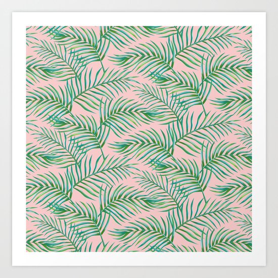 Palm Leaves_Bg Rose Quartz Art Print