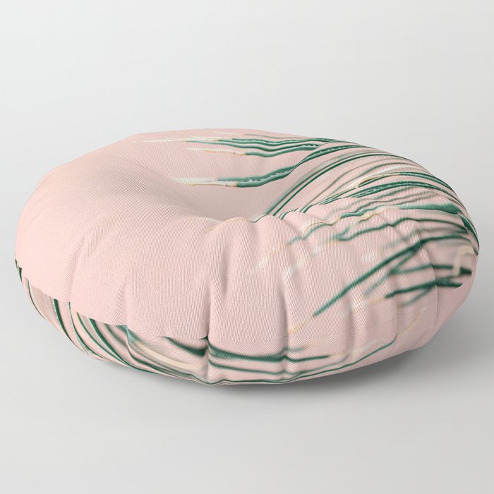 Green on Coral | Botanical modern photography print | Tropical vibe art Floor Pillow