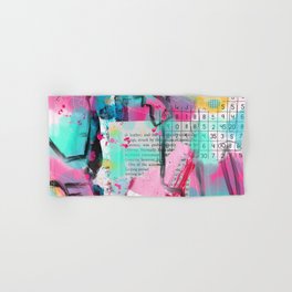 Turquoise, pink and yellow digital acrylic watercolor collage design Hand & Bath Towel