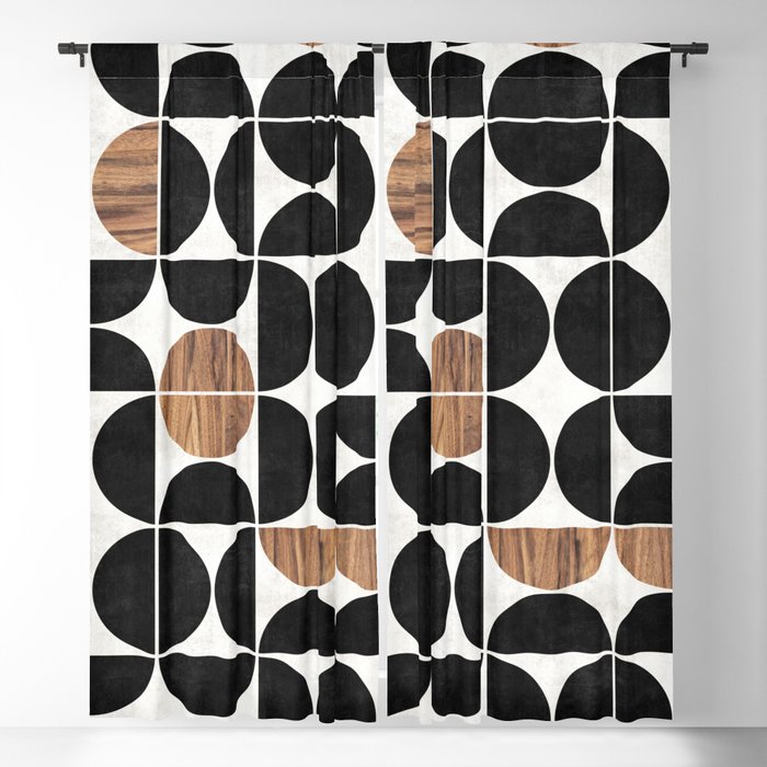 Mid-Century Modern Pattern No.1 - Concrete and Wood Blackout Curtain