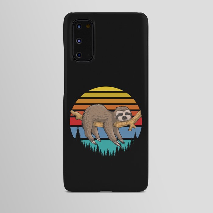 Lazy Sloth Retro Sunset Illustration Cute Funny Android Case