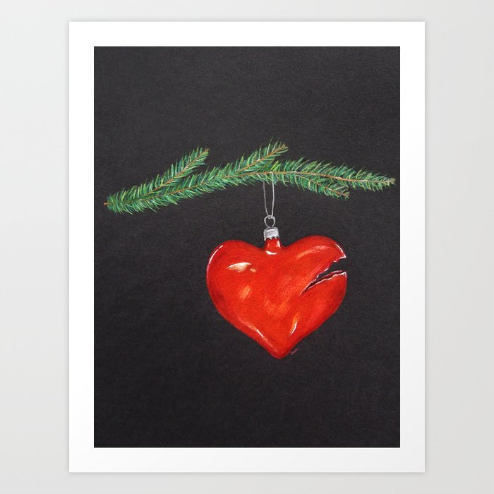 broken christmas heart Art Print