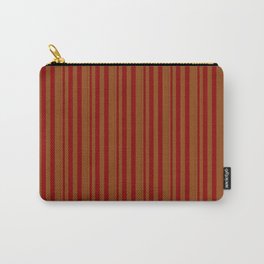 [ Thumbnail: Dark Red & Brown Colored Lined/Striped Pattern Carry-All Pouch ]