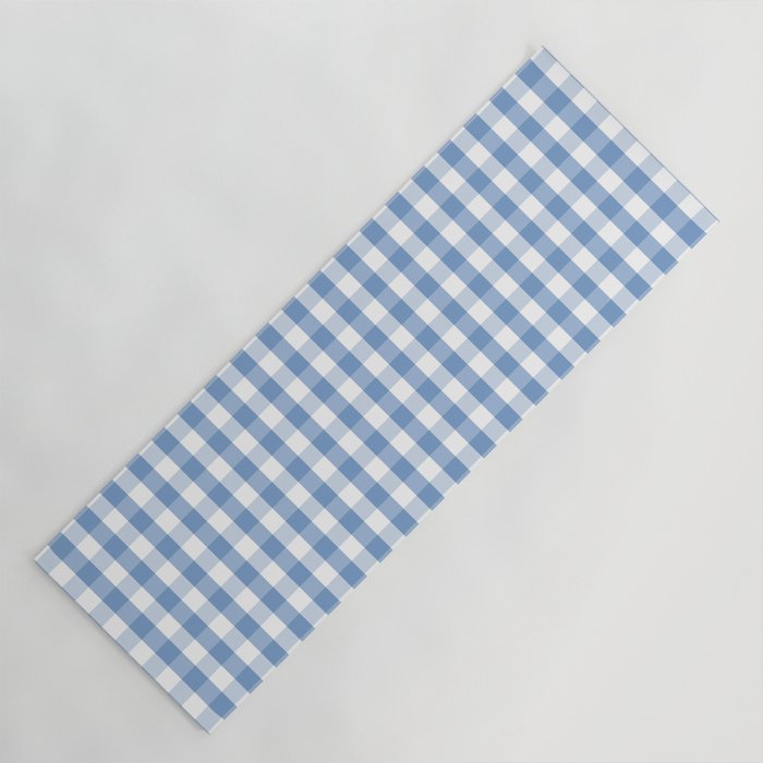 Classic Pale Blue Pastel Gingham Check Yoga Mat