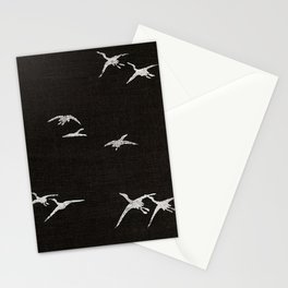Flying Birds Vintage Japanese Black White Print Stationery Card