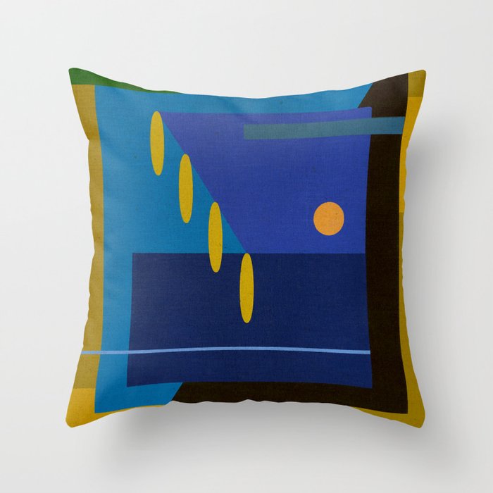Blue abstract landscape # sunset at the sea Throw Pillow