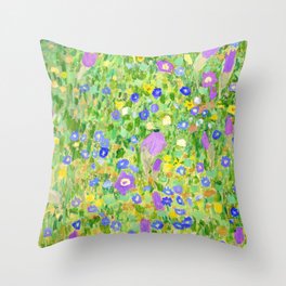 Gustav Klimt Flowers Throw Pillow
