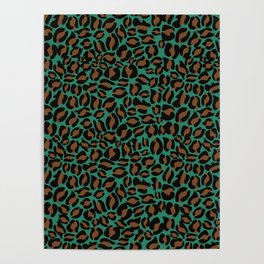 Green Animal Print Cheetah print Leopard Print Poster